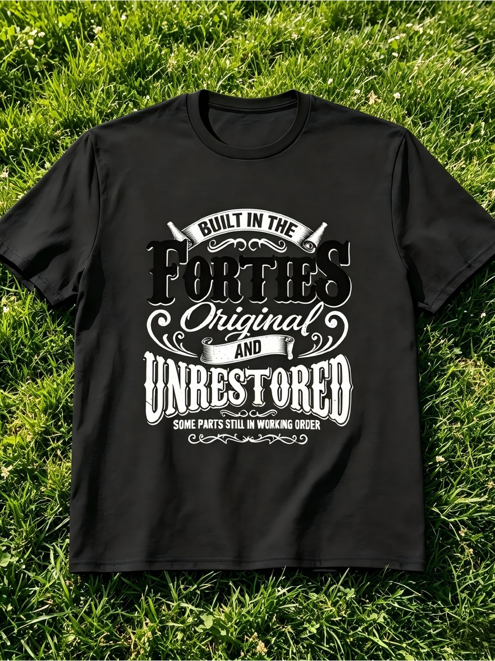 Built In 40s Vintage Funny Age Quote Graphic Women Men T-shirt unisex